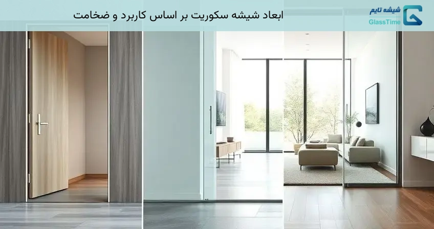ابعاد شیشه سکوریت بر اساس کاربرد و ضخامت
