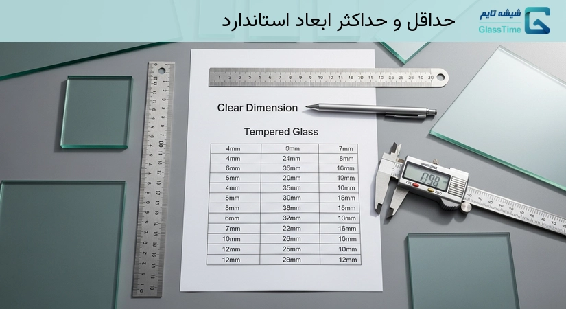 جدول ابعاد استاندارد شیشه سکوریت