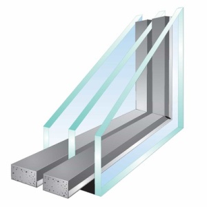 شیشه سکوریت 3 جداره 4 میل سوپر کلیر شفاف اسپیسر 22 سیلیکون SG